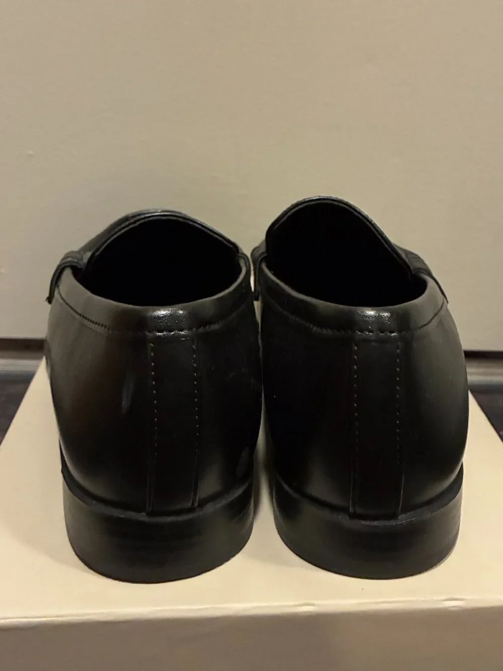 Black faux leather penny loafers - Womens Size US 9
